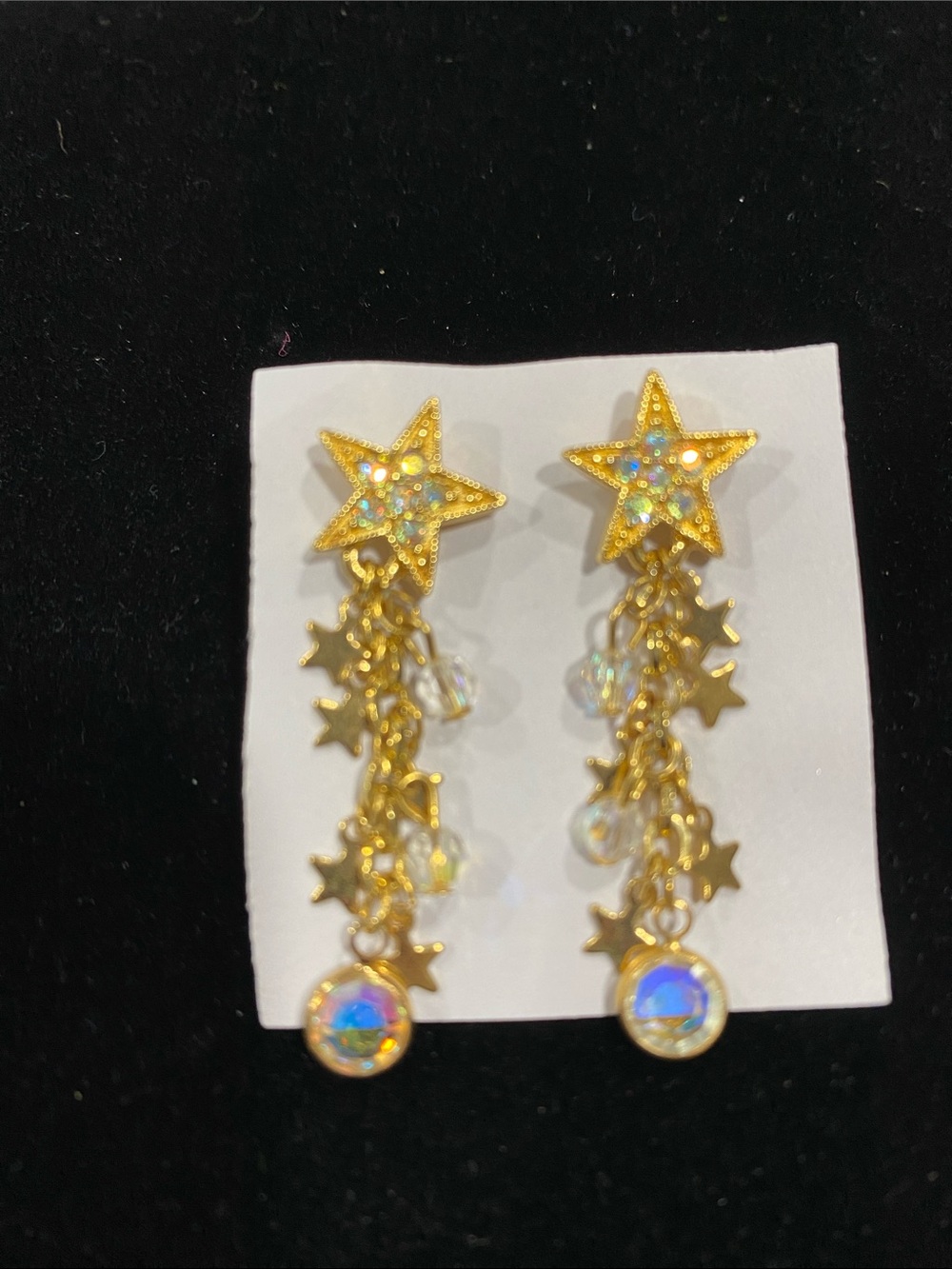 Kirk’s Folly Star Cluster Drop Earrings with Iridescent Crystals